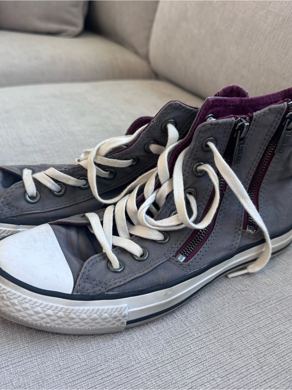 Converse Chuck Taylor All Star Double Zip High Top Sneakers Gray Women’s 7 - Picture 5 of 7